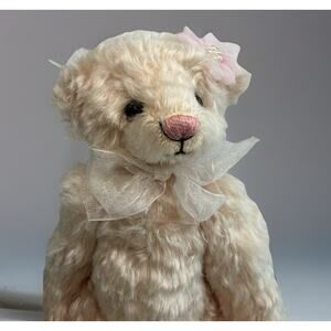 Princess Diana Tribute Mohair Bear Pink Ribbon Crusade Ann Inman Looms Limited